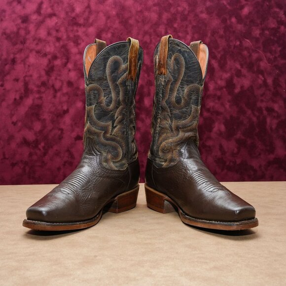 Dan Post Men Embroidered Square Toe Pull On Cowboy Mid Calf Boots sz 7.5 - Picture 3 of 9